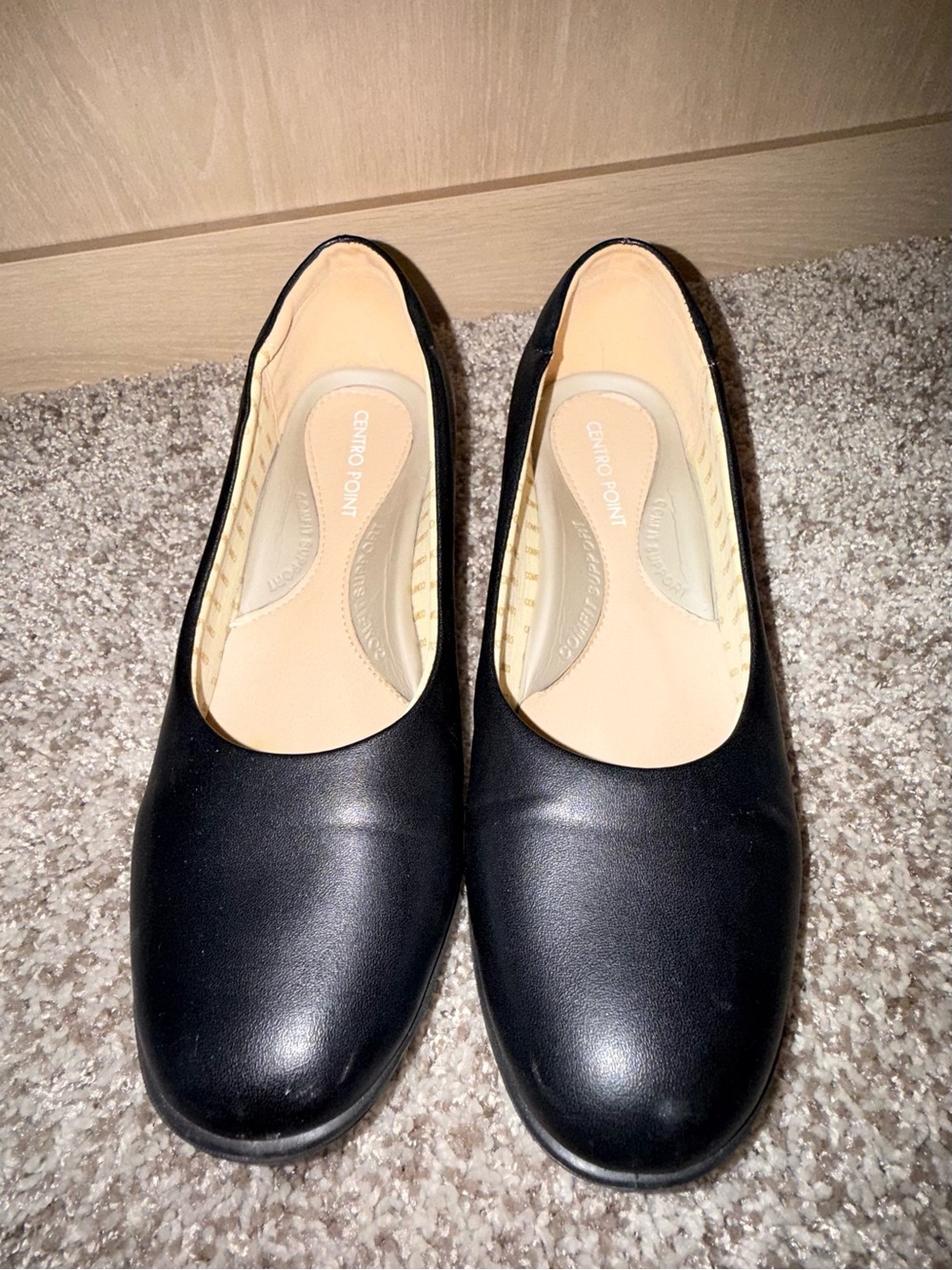 Centro Point Womens 8.5 Black Comfort Flats Slip On Low Heel Career Work Shoes
